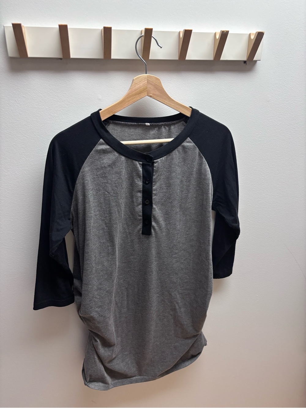 Grey & Black Raglan Maternity Henley Tee